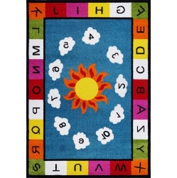 LA DOLE RUGS Ladole Rugs Number And Alphabets Kids Area Rug Carpet In Multi, 4X6 (3'11" X 5'3", 120Cm X 160Cm) In Blue