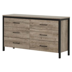 SOUTH SHORE CANADA South Shore Munich 6-Drawer Double Dresser, Weathered Oak And Matte In Black