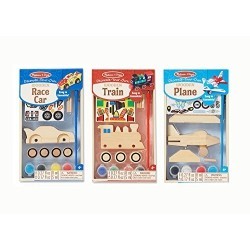 MELISSA & DOUG Decorate-Your-Own Wooden Craft Kits Set - Plane, Train, And Race Car