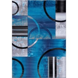 LA DOLE RUGS Ladole Rugs Geometric Turquoise Grey Polypropylene Area Rug Carpet, 7X10 (6'5" X 9'5", 200Cm X 290Cm) In Black