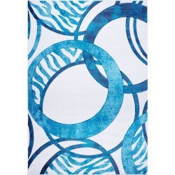 LA DOLE RUGS Ladole Rugs Abstract Circles Geometric Area Rug Carpet In White, 7X10 (6'2" X 9'2", 190Cm X 280Cm) In Blue