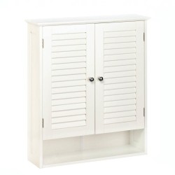 ACCENT PLUS Bathroom Decorative Nantucket Wooden Wall Cabinet - In White
