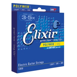 ELIXIR STRINGS Electric Guitar Strings, 6 String, Light Polyweb Coating 12050 (.010 - .046)