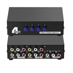 AXGEAR Av Switch Box Composite Selector 4 Port Rca Audio Video 4 In 1 Out to Tv