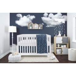 BEBELELO Baby Crib Bedding for Girls And Boys And White Anchors Design - 4-Piece Set In Navy Blue