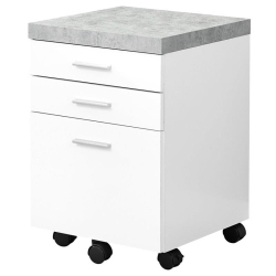 MONARCH Filing Cabinet 3 Drawer Cement-Look On Castor In White