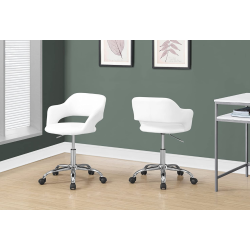 MONARCH Office Chair Chrome Metal Hydraulic Lift Base In White