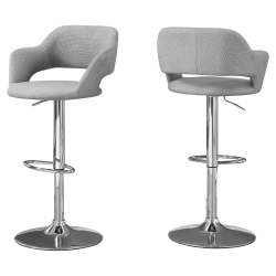 MONARCH Contemporary Hydraulic Lift Barstool - Fabric, Chrome Metal In Grey