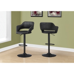 MONARCH Specialties I 2381 Bar Stool, Swivel, Bar Height, Adjustable, Metal, Pu Leather Look, Black, Contemporary, Modern
