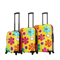 MIA TORO Pop Fiore Hardside Spinner Luggage 3PC Set-Yellow, Gallio