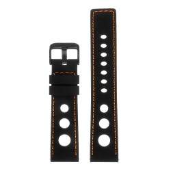 STRAPSCO Silicone Rubber Gt Rally Racing Watch Band W/ Black Buckle - Quick Release Strap - 22MM Black & In Orange