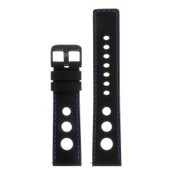STRAPSCO Silicone Rubber Gt Rally Racing Watch Band W/ Black Buckle - Quick Release Strap - 18MM Black & In Blue