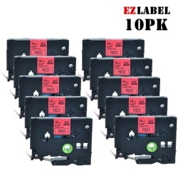 EZLABEL 10 Pack Tze431 Tze-431 Compatible Black On Laminated Tape for Brother P-Touch Printer, 12MM X 8M In Red