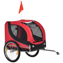 AOSOM Dog Bike Trailer, Pet Cart Bicycle, Wagon Cargo Carrier Attachment With Hitch, Reflectors, Flag for Medium Dogs, Pet Wheelchair for Travelling