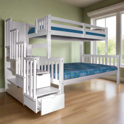 SCANIUCA Bunk Bed Stairway Twin Over Full With Trundle