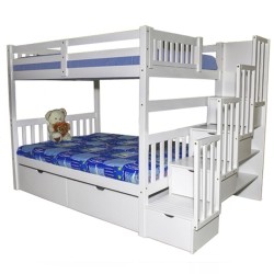 SCANICA Staircase Full Over Full Bunk Bed With Drawers