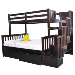 SCANICA Stairway Twin Over Full Bunk Bed With Drawers