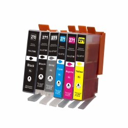 MAX SAVING - 6 Ink Cartridge (K, Pk, C, M, Y, Grey) Compatible Pgi-270 Pgbk Cli-271Bk, Cli-271G, Cli-271C, Cli-271M, Cli-271Y for Canon Printer
