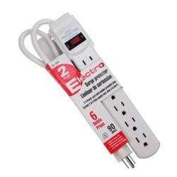 ELINK El-543 Surge Protector 90 Joules 6 Outlets 2 Ft In White