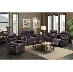 ALUX A-Class Luxury Products Elite Collection 3-Piece Air Leather Recliner Sofa, Loveseat & Chair Set - Chocolate In Brown