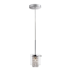 BAZZ Single Pendant With Clear Round Glass Shade And Glass Beads