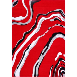 LA DOLE RUGS Ladole Rugs Calvin Black Abstract Area Rug 2'7" X 9'10" In Red