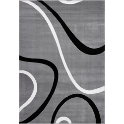 LA DOLE RUGS Ladole Rugs Turkish Light Contemporary Spirals Area Rug 2'7" X 9'10" In Gray