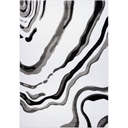 LA DOLE RUGS Ladole Rugs Calvin Black Abstract Area Rug 6'5" X 9'5" In White