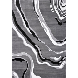 LA DOLE RUGS Ladole Rugs Calvin Grey Abstract Area Rug 2'7" X 9'10" In Black