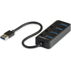STARTECH.COM Startech 4 Port USB 3.0 Hub - USB Type-A to 4X USB-A \w Individual On/off Port Switches - Superspeed 5GBps USB 3.1 Gen 1 - Bus Power