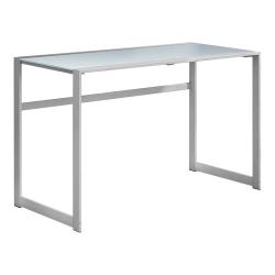 MONARCH Specialties I 7380 Computer Desk 48"l Silver Metal And Tempered Glass In White