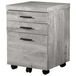 MONARCH Specialties I 7401 Filing Cabinet 3 Drawer Wood Grain On Castors In Grey
