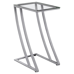 MONARCH Specialties I 3090 Accent Table Metal With Tempered Glass In Silver