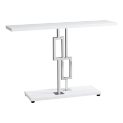 MONARCH Specialties I 3266 Accent Table 48"l Glossy And Chrome Metal In White