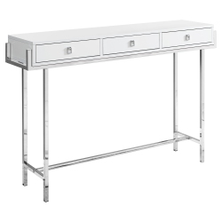 MONARCH Specialties I 3297 Accent Table 48"l Glossy And Chrome Metal In White