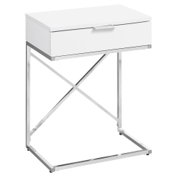 MONARCH Specialties I 3470 Accent Table 24"h Glossy And Chrome Metal In White