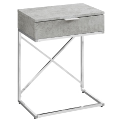 MONARCH Specialties I 3471 Accent Table 24"h Cement And Chrome Metal In Grey