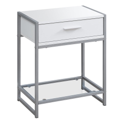 MONARCH Specialties I 3503 Accent Table 22"h Silver Metal And Tempered Glass In White