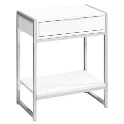 MONARCH Specialties I 3480 Accent Table 24"h Glossy And Chrome Metal In White