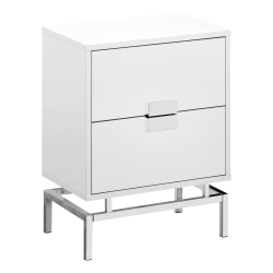 MONARCH Specialties I 3490 Accent Table 24"h Glossy And Chrome Metal In White