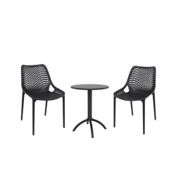 HOME SQUARE 3 Piece Patio Bistro Set With Bistro Table And Set Of 2 Chair In In Black