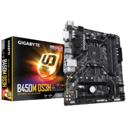 GIGABYTE Motherboard B450M Ds3H Amd Ryzen B450 64GB Ddr4 Dvi-D/hdmi PCi Express Micro Atx Retail