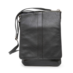 ASHLIN Evan Leather Messenger Bag - In Black
