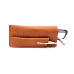 ASHLIN Calarbria Leather Eyeglass Case With Pen Loop - British In Tan