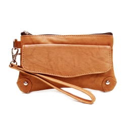 ASHLIN Catarine Leather Wristlet Wallet Pouch - In Light Brown