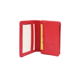 ASHLIN Franco Slim Leather Rfid Business Card Holder - Fire Engine In Red