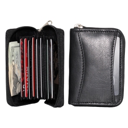 ASHLIN Accordian Zippered Credit Card Case - In Black