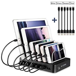 G-CORD 6 Port Multiport USB Charging Station Detachable Desktop Docking Station for Smartphone & Tablet + Lightning Cable (4