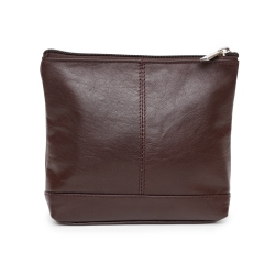 ASHLIN Leather Cosmetic Bag - In Dark Brown