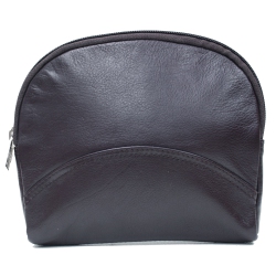ASHLIN Leanah Leather Cosmetic Bag - In Black